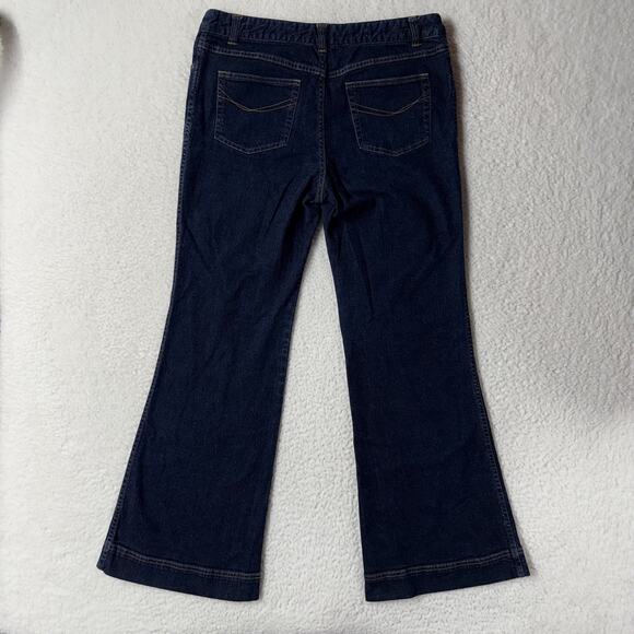 J Jill Jean Womens Size 12 Dark Wash Flare Leg Denim Trouser Classic Preppy Blue - Picture 4 of 10